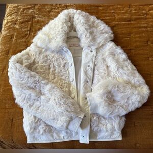 Tory Burch Cream Faux Fur Jacket